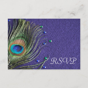 Pfau-Feder Jewels lila UAWG Wartekarte RSVP Karte