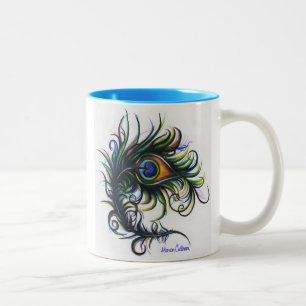 Pfau-Feder-Kaffee-Tasse Zweifarbige Tasse