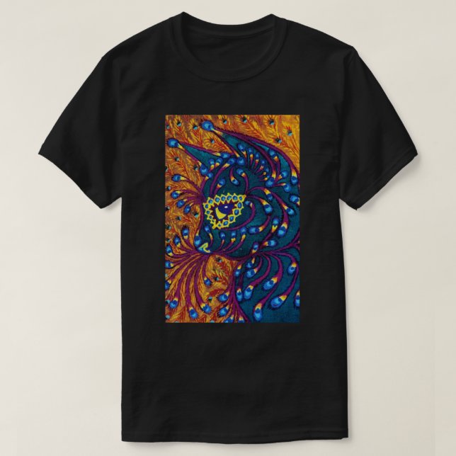 Pfau-Feder-Katze, Louis Wain T-Shirt (Design vorne)