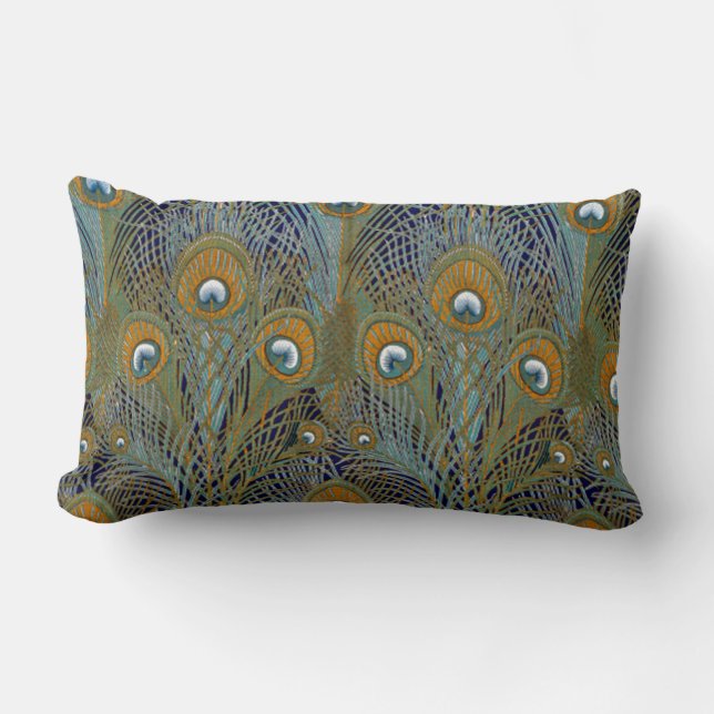 Pfau-Feder-Kissen Lendenkissen (Vorderseite)