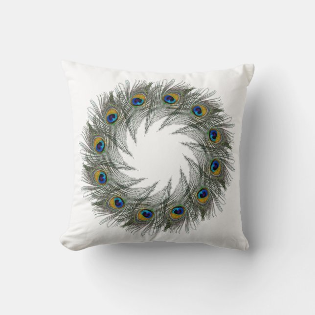 Pfau-Feder-Kreise Kissen (Vorderseite)