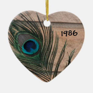 Pfau-Feder mit Ziegelstein-Verzierung Keramikornament