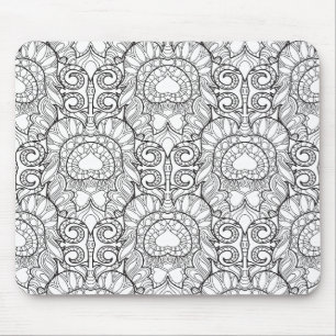 Pfau-Feder-Muster-Gekritzel Mousepad