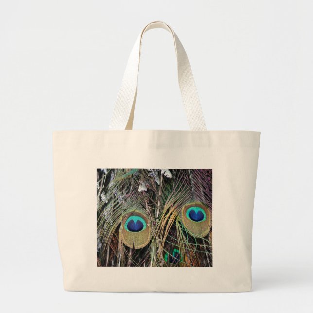 Pfau-Feder-Tasche Jumbo Stoffbeutel (Vorne)