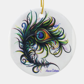 Pfau-Feder-Verzierung Keramik Ornament