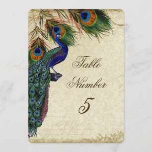 Pfau & Federn Formale Hochzeit Tisch Nummer 5 Einladung
