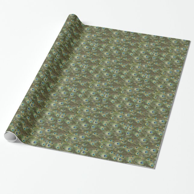 Pfau-Federn Geschenkpapier (Ungerollt)