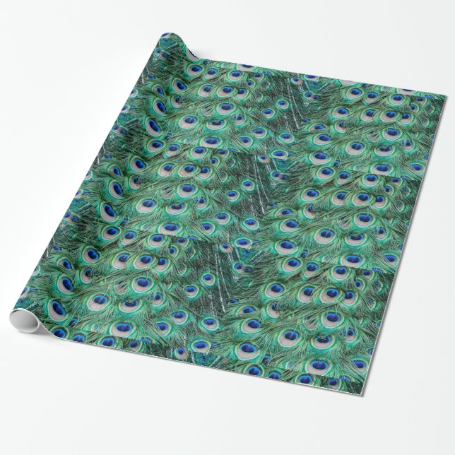Pfau-Federn Geschenkpapier (Ungerollt)
