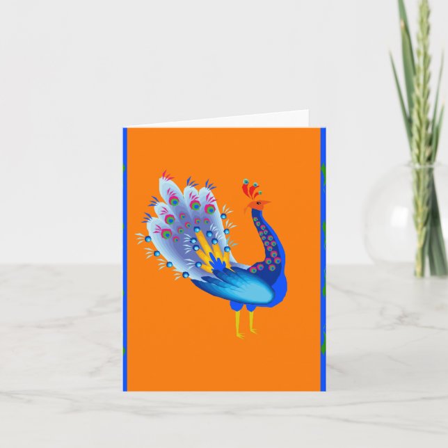 Pfau Feiertagskarte (Vorderseite)