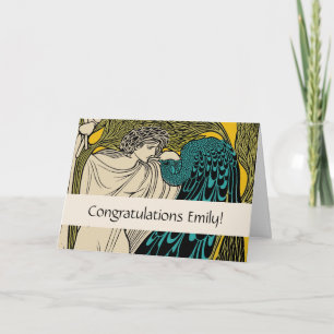 Pfau Fine Art Vogel Nouveau Karte