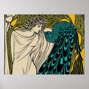 Pfau Fine Art Vogel Nouveau Poster