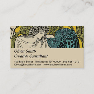Pfau Fine Art Vogel Nouveau Visitenkarte