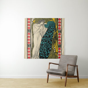 Pfau Fine Art Vogel Nouveau Wandteppich