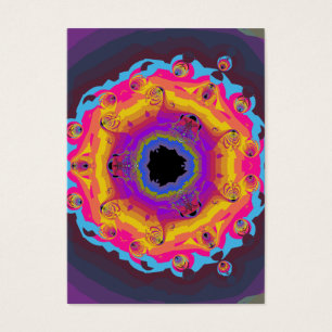 Pfau-Fraktalmandala-Gelb-Rosa lila