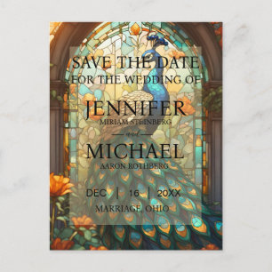 Pfau Glasmalerei Save the Date Karten