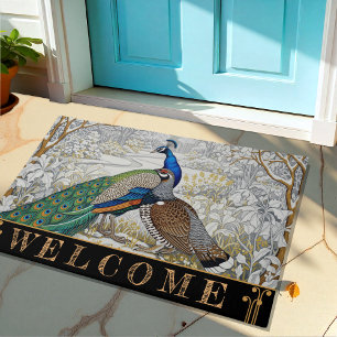 Pfau & Grouse Art Nuovo Winter / Gold Blumen Fußmatte