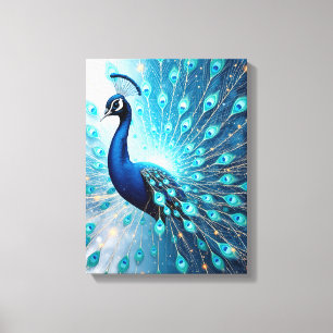 Pfau-Harmonien – Premium-Wrapped-Canvas Leinwanddruck