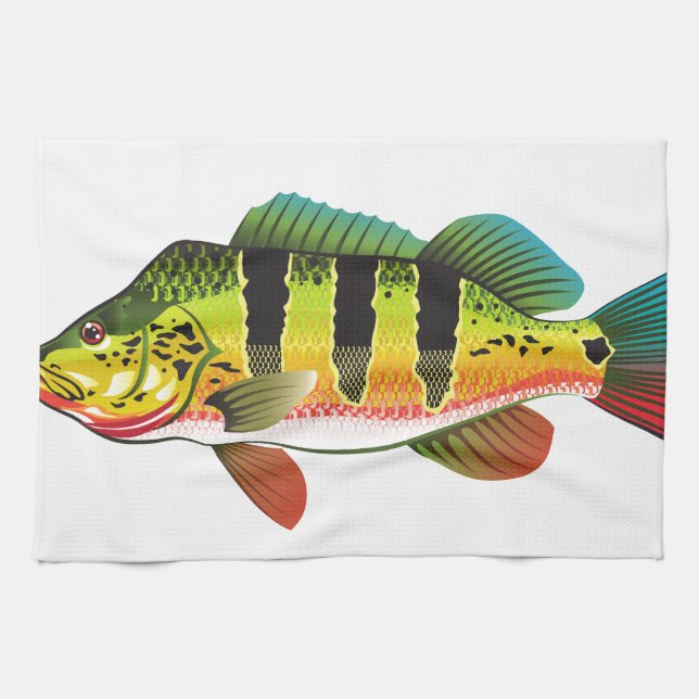 Pfau-helle OzeanGamefishbass-illustration Handtuch (Horizontal)