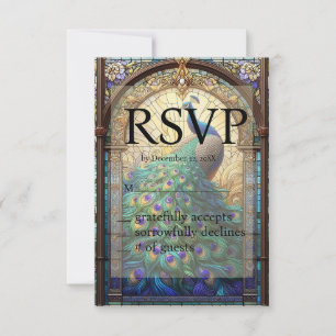 Pfau-Hochzeits-Buntglas-RSVP-Antwortkarte RSVP Karte