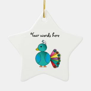 Pfau im Blau Keramik Ornament