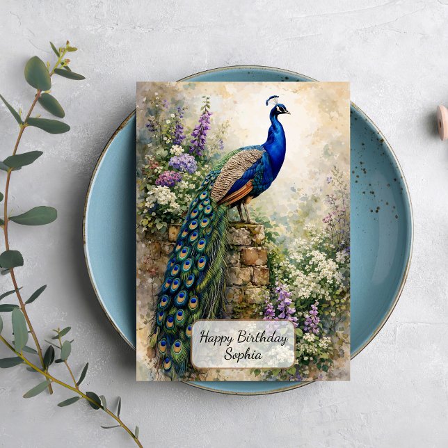 Pfau im Blumen Garten Karte (Von Creator hochgeladen)