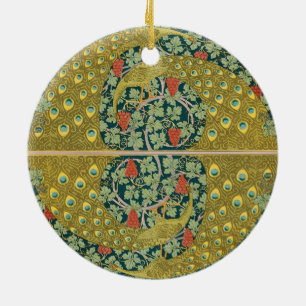 Pfau im Jugendendstil - Runde, komplizierte Gestal Keramik Ornament