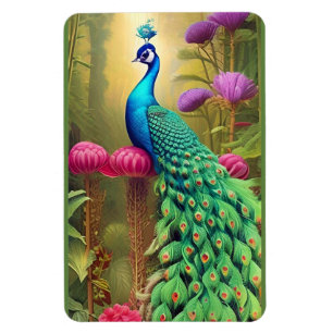 Pfau im Rosa-Gartenwald Magnet