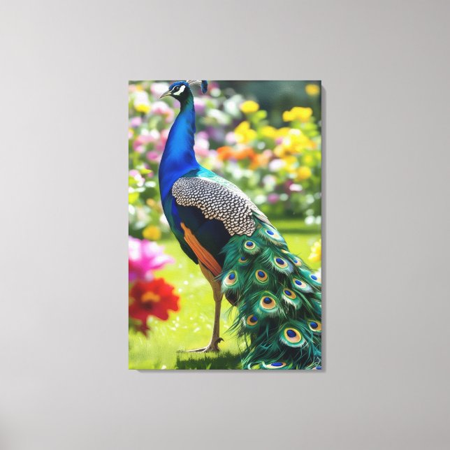 Pfau in Blüte Leinwanddruck (Vorderseite)