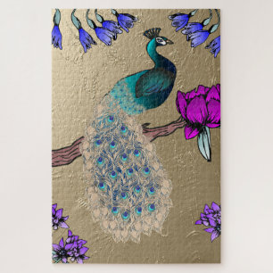 Pfau in Gold
