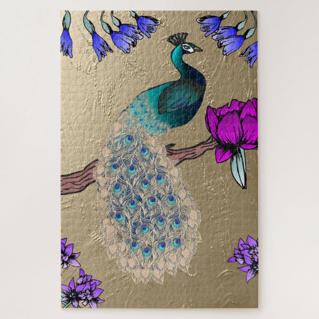 Pfau in Gold (Vertikal)