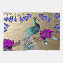 Pfau in Gold Geschirrtuch