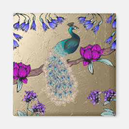 Pfau in Gold Magnet