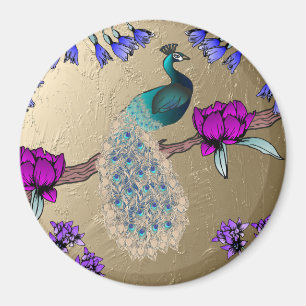 Pfau in Gold Magnet