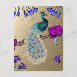 Pfau in Gold Postkarte