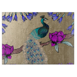 Pfau in Gold Schneidebrett