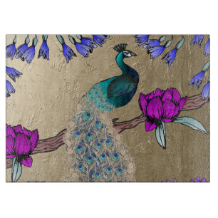 Pfau in Gold Schneidebrett