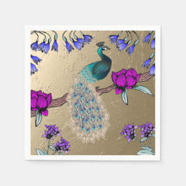 Pfau in Gold Serviette