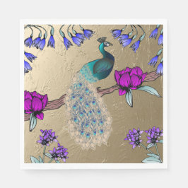 Pfau in Gold Serviette