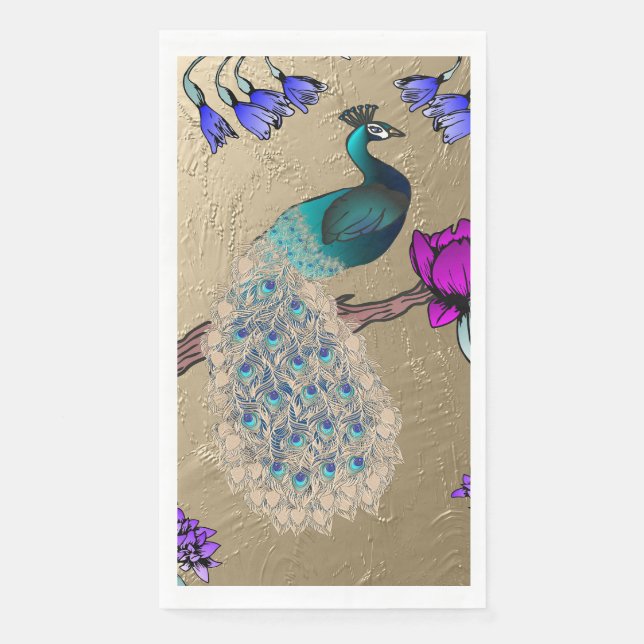 Pfau in Gold Serviette (Vorderseite)