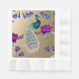 Pfau in Gold Serviette