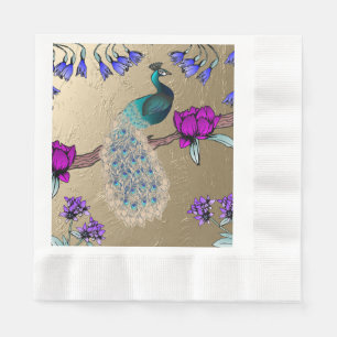 Pfau in Gold Serviette