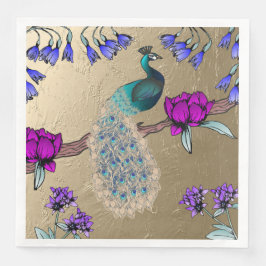 Pfau in Gold Serviette