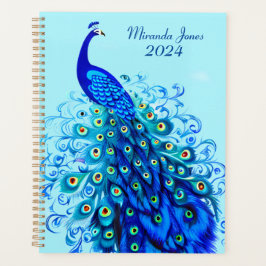 Pfau in Türkis, Cobalt Blue und Aqua Planer