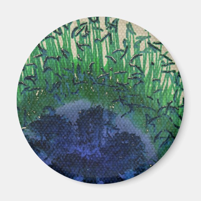 Pfau-inspirierter Blumen-Magnet Magnet (Vorne)