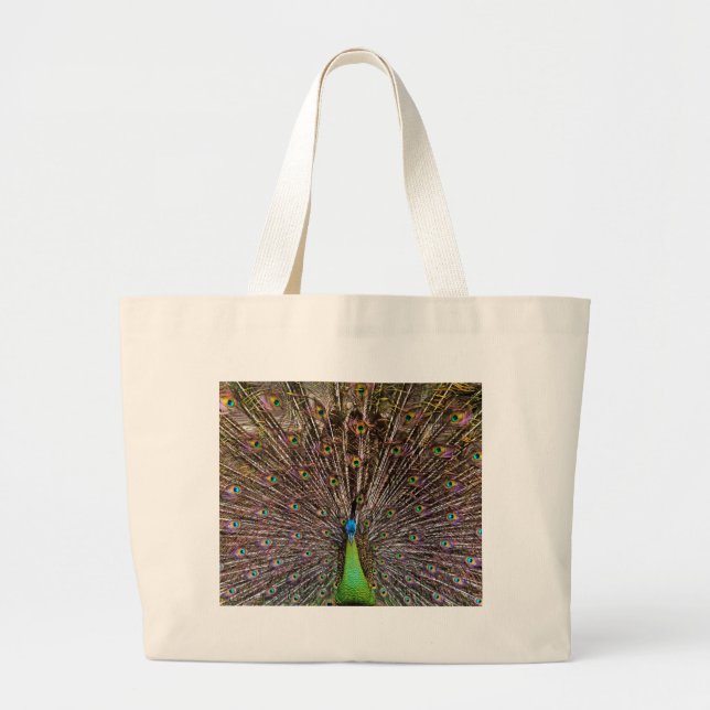 Pfau Jumbo Stoffbeutel (Vorne)