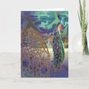 Pfau-Karte 1 Feiertagskarte