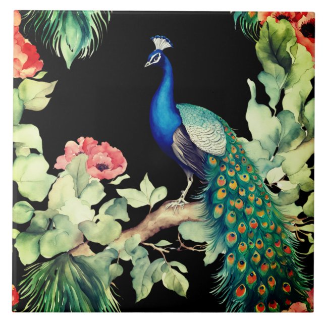 Pfau Keramikfliese (Vorderseite)