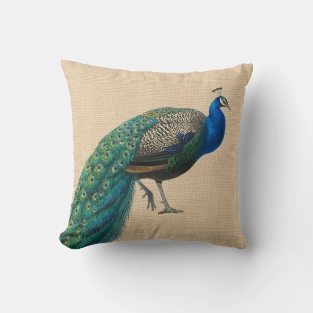 Pfau-Kissen bunt Kissen (Vorderseite)