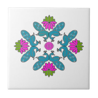 Pfau Lotus Rangoli Fliese