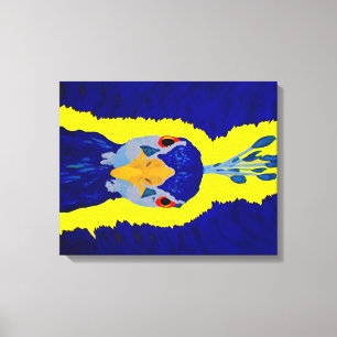 Pfau malend abstrakt mit orange Augen Leinwanddruck